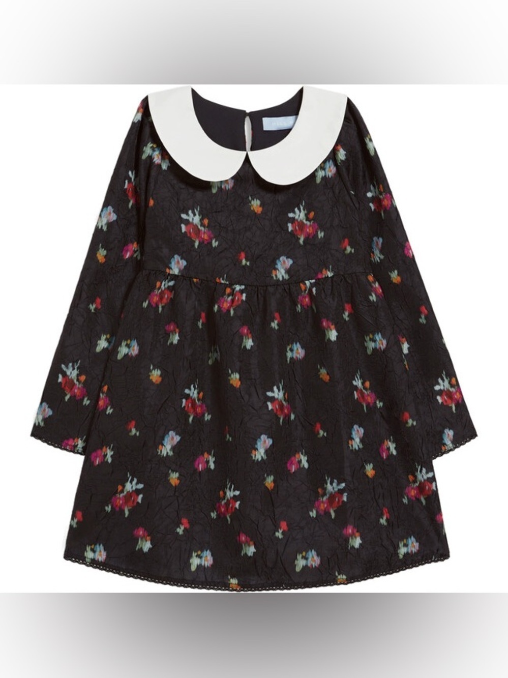 NWT HILL HOUSE HOME Kids Lottie Dress Black Ikat Floral Crushed Taffeta 11/12Y